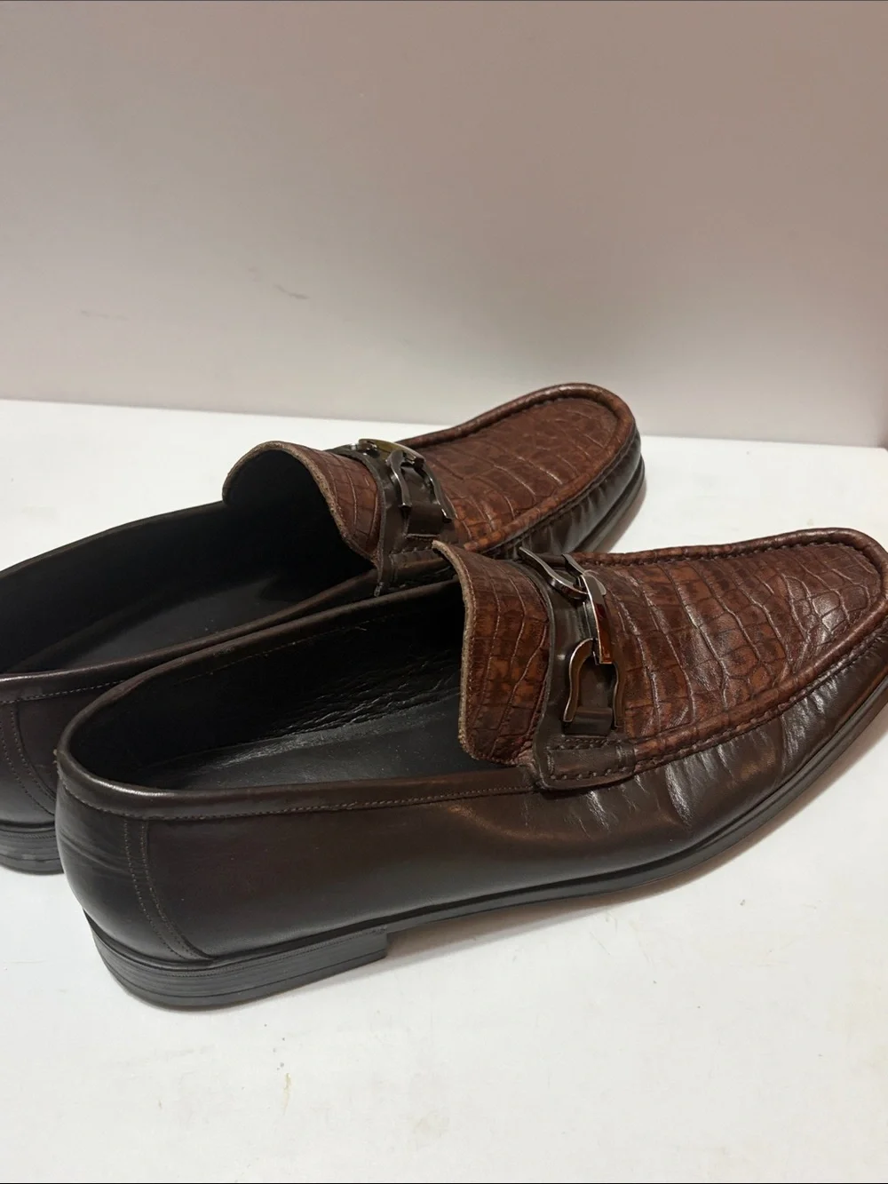 Bruno Magali Croc-Embossed Leather Slip-On Loafers Sz 10 Men